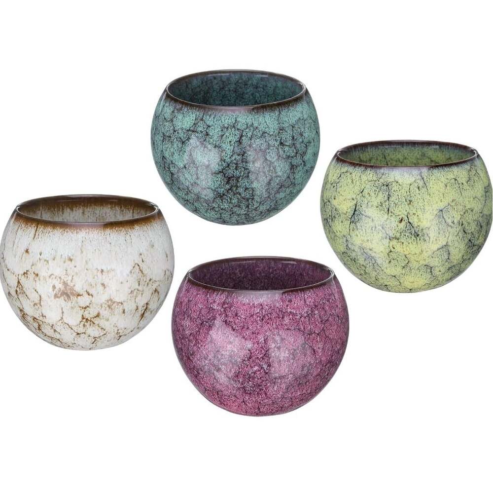Set of 4 Handmade Exquisite Ceramic Tea Bowls 150ml / 5oz